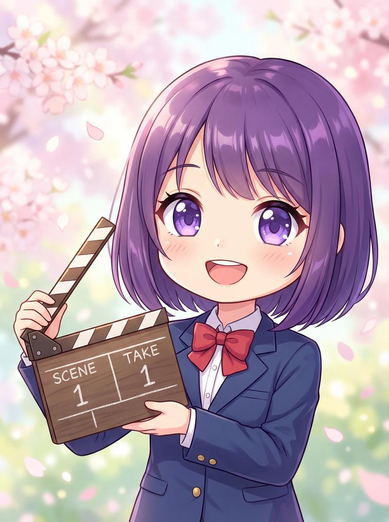 探花美少女写真-紫发少女动漫角色