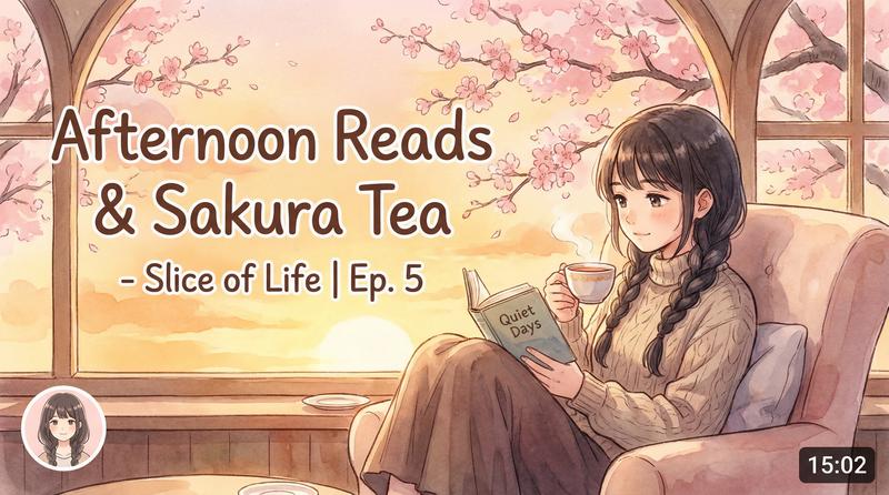 探花日常动漫-午后阅读与樱花茶-生活动漫